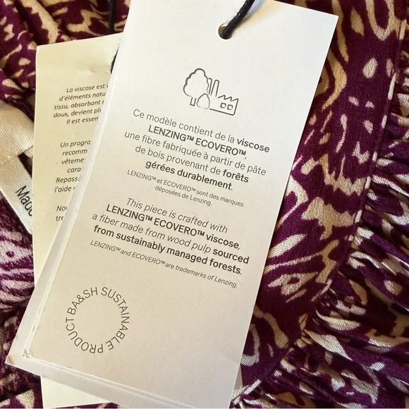 BA+SH Lenny midi-skirt asymmetrical abstract floral print MEDIUM  NWT - Picture 12 of 14